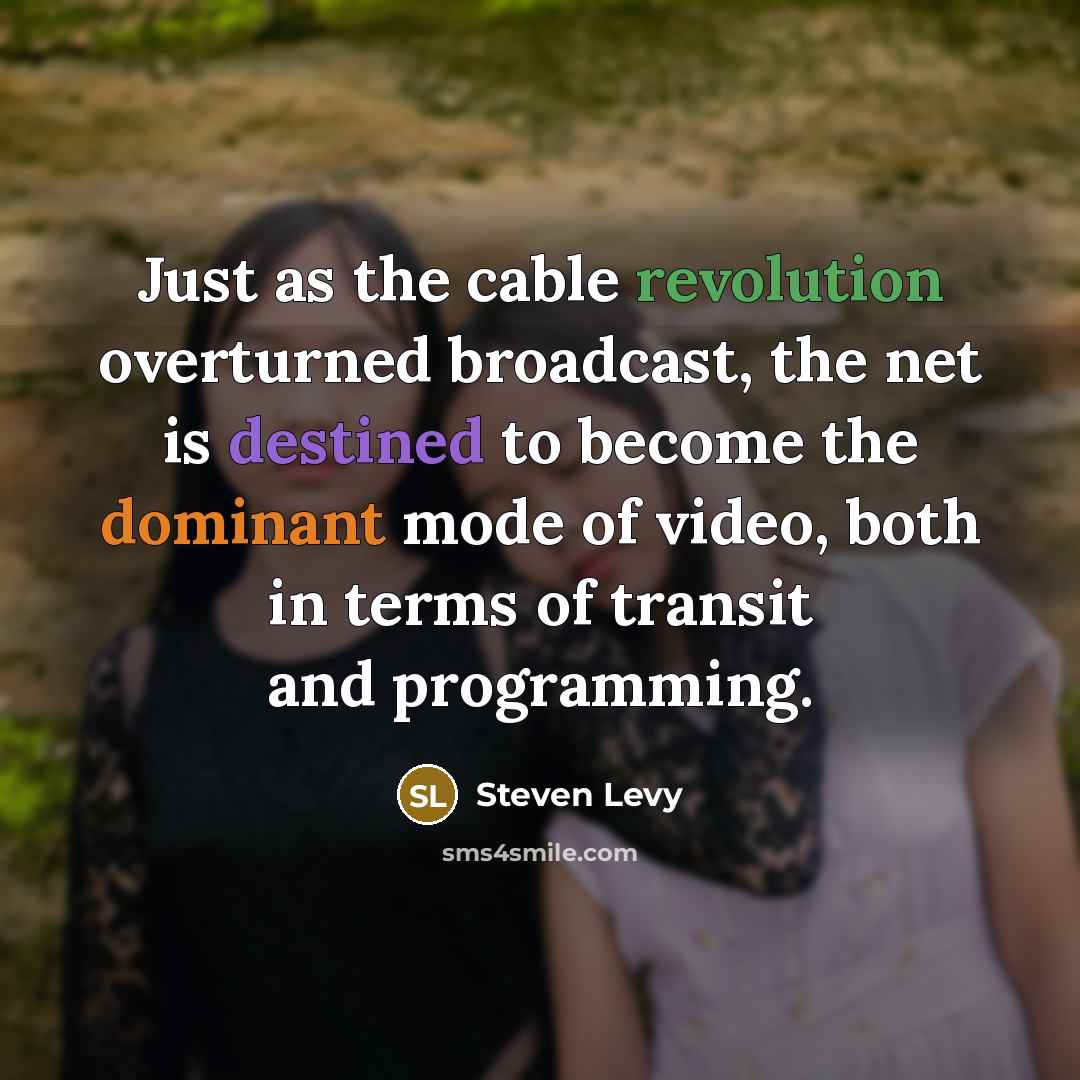 “Just as the cable revolution overturned broadcast, the net is destined to become the dominant mode of video, both in terms of transit and programming.” quote by Steven Levy