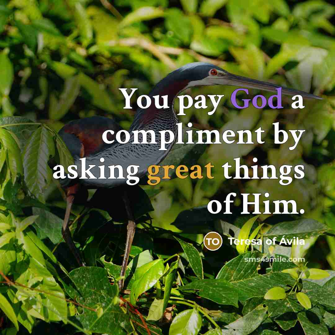 “You pay God a compliment by asking great things of Him.” quote by Teresa of Avila