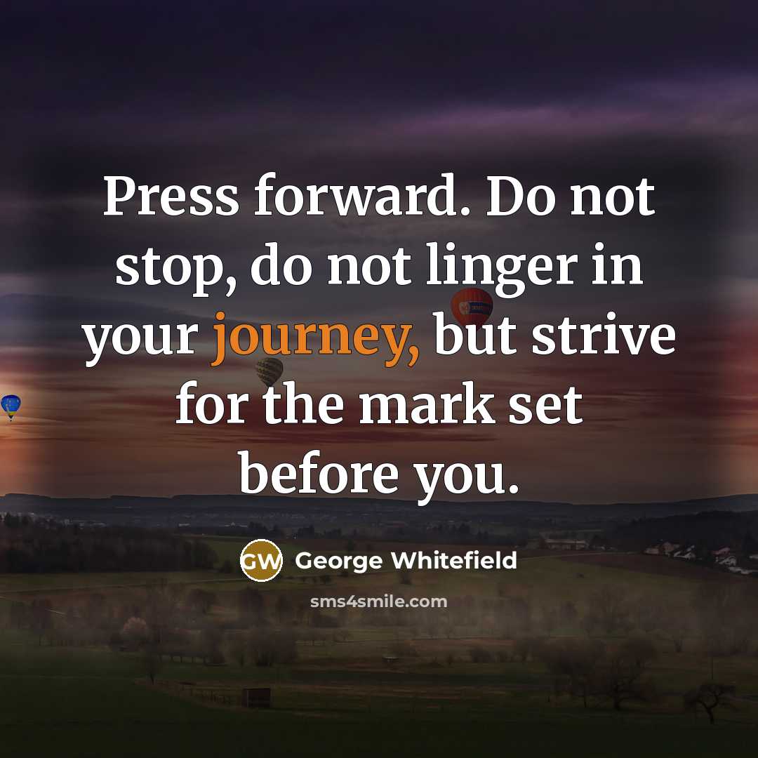 “Press forward. Do not stop, do not linger in your journey, but strive for the mark set before you.” quote by George Whitefield