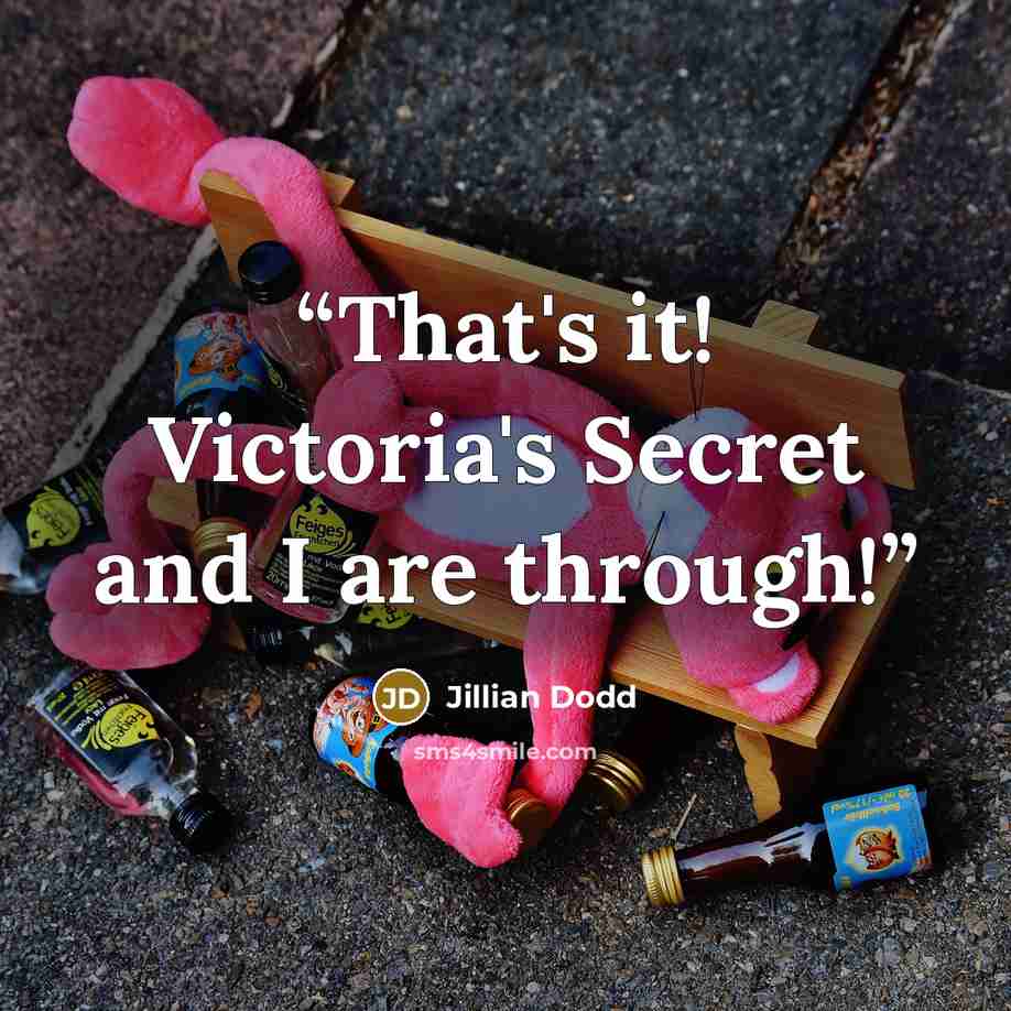 “That's it! Victoria's Secret and I are through!” quote by Jillian Dodd