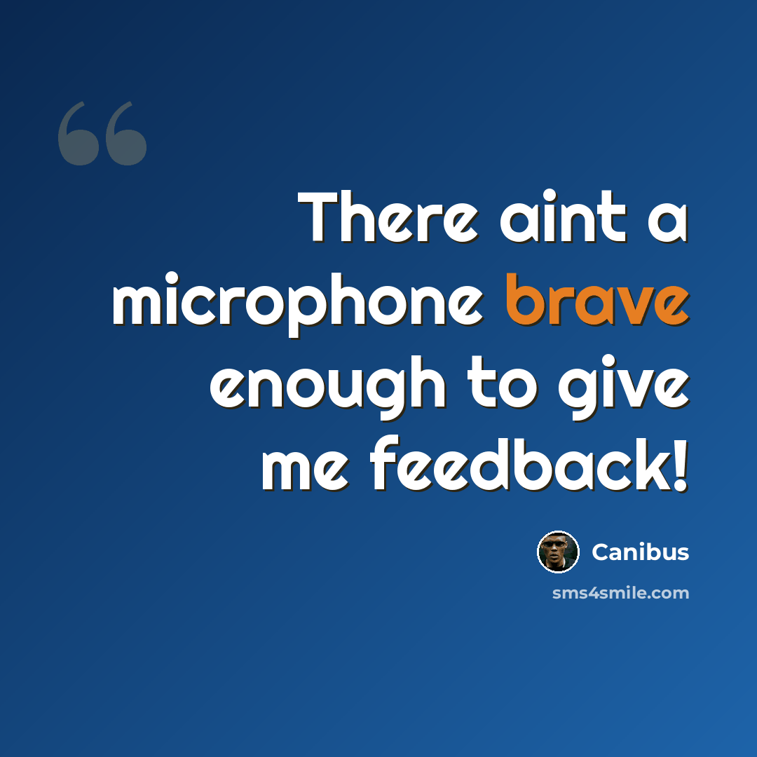 “There aint a microphone brave enough to give me feedback!” quote by Canibus