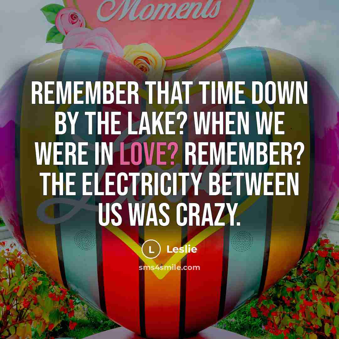 “Remember that time down by the lake? When we were in love? Remember? The electricity between us was crazy.” quote by Leslie