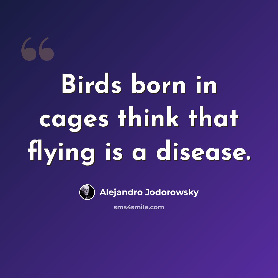 “Birds born in cages think that flying is a disease.” quote by Alejandro Jodorowsky