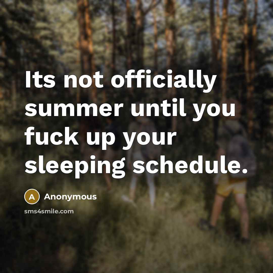 “Its not officially summer until you fuck up your sleeping schedule.” quote by Anonymous