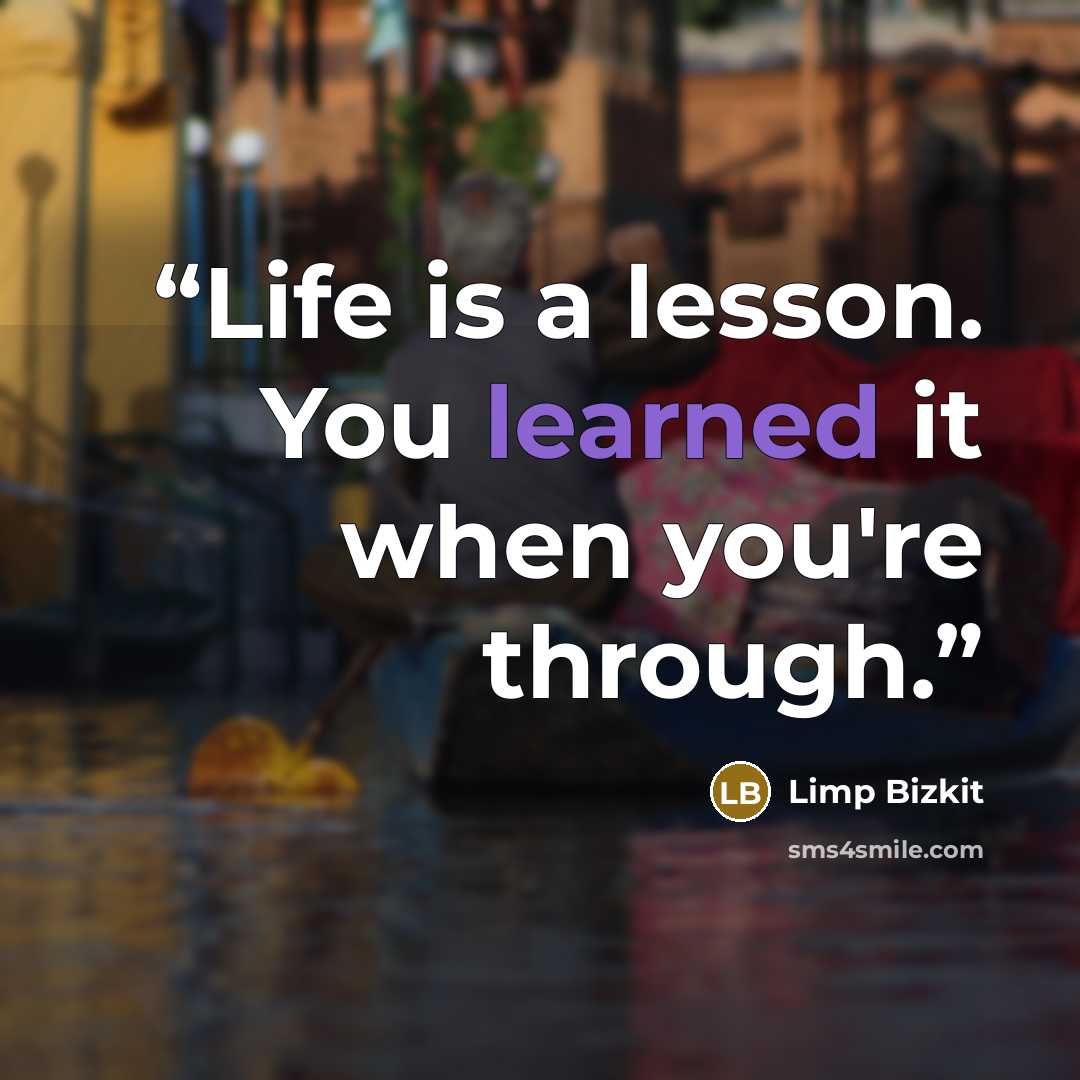 “Life is a lesson. You learned it when you're through.” quote by Limp Bizkit
