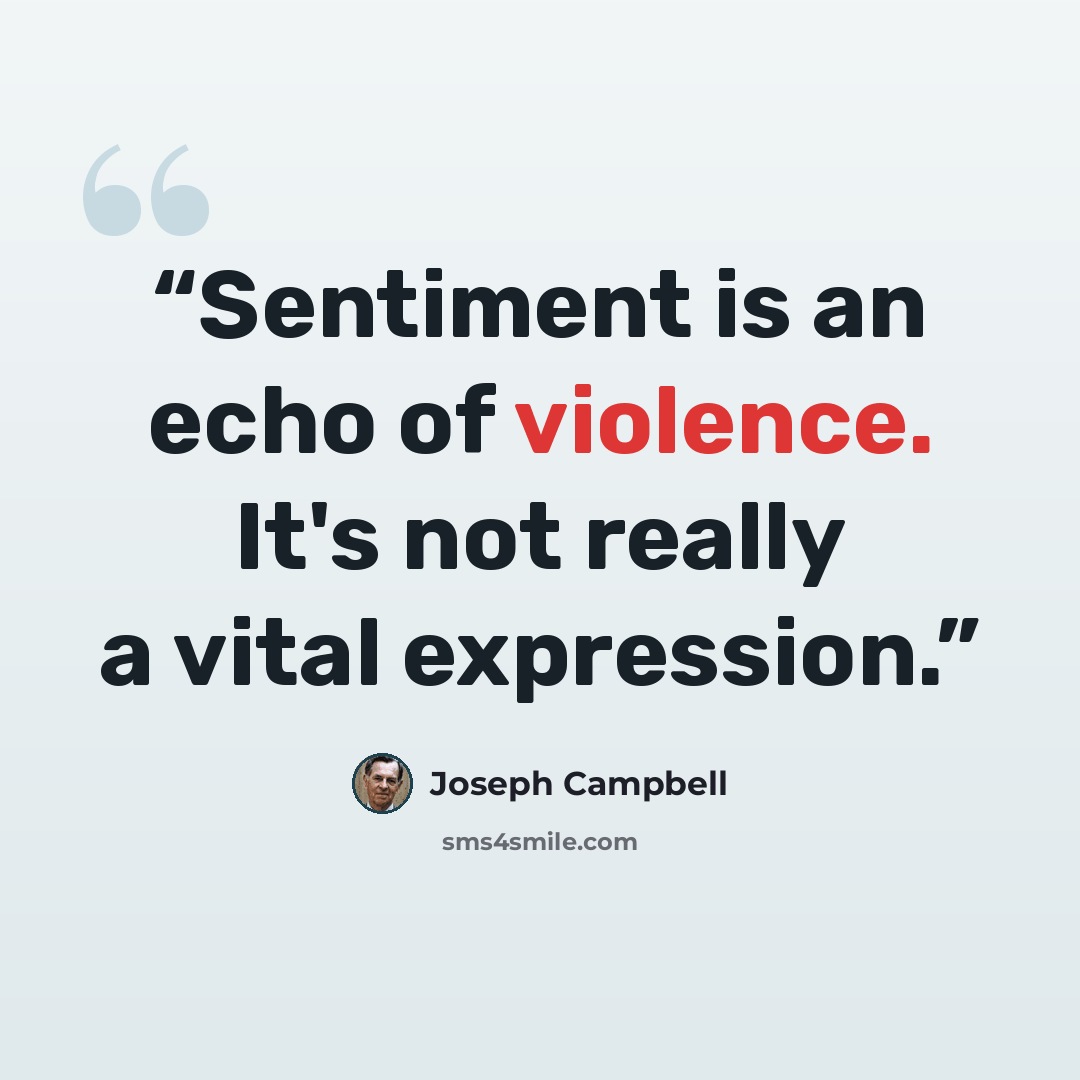 “Sentiment is an echo of violence. It's not really a vital expression.” quote by Joseph Campbell