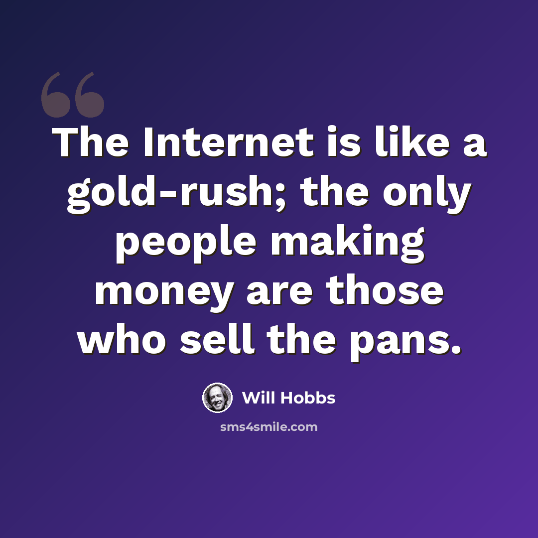 “The Internet is like a gold-rush; the only people making money are those who sell the pans.” quote by Will Hobbs