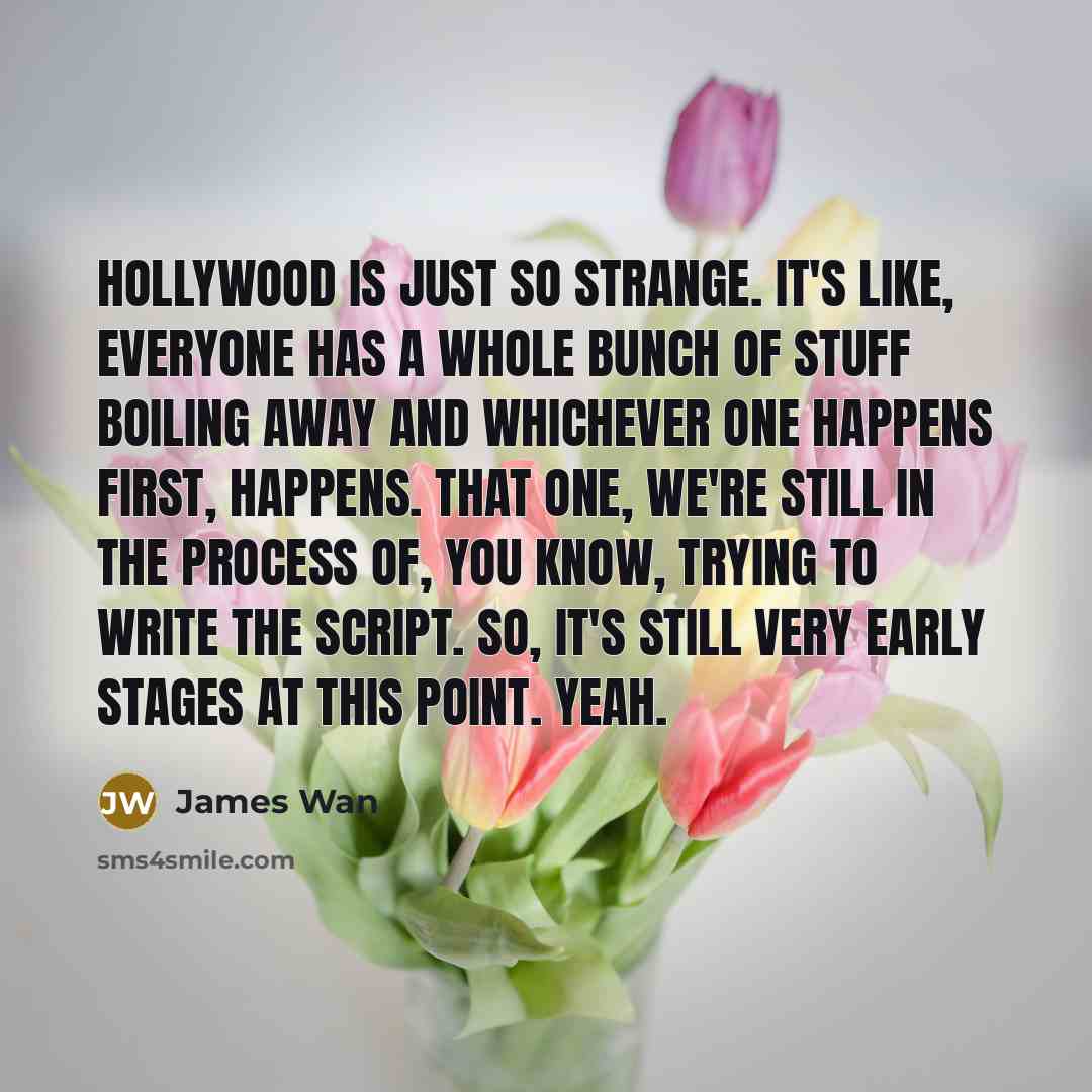 “Hollywood is just so strange. It's like, everyone has a whole bunch of stuff boiling away and whichever one happens first, happens. That one, we're still in the process of, you know, trying to write the script. So, it's still very early stages at this point. Yeah.” quote by James Wan