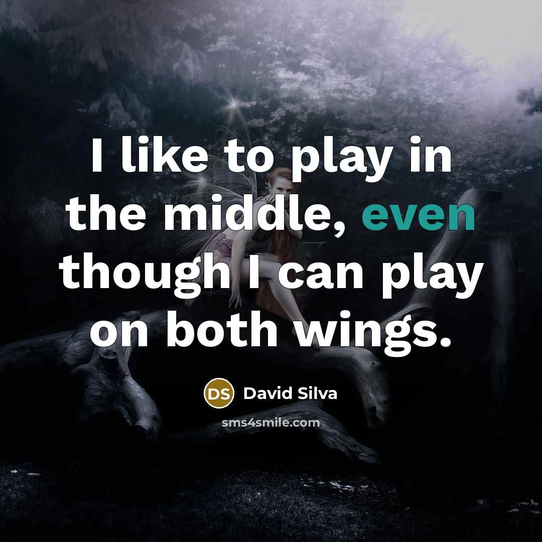 “I like to play in the middle, even though I can play on both wings.” quote by David Silva