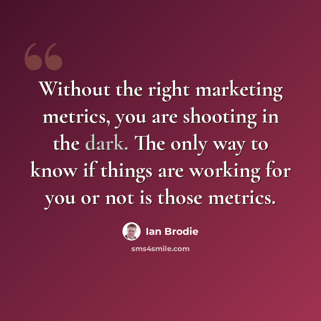 “Without the right marketing metrics, you are shooting in the dark. The only way to know if things are working for you or not is those metrics.” quote by Ian Brodie