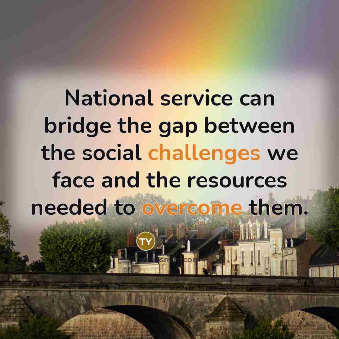“National service can bridge the gap between the social challenges we face and the resources needed to overcome them.” quote by Tae Yoo