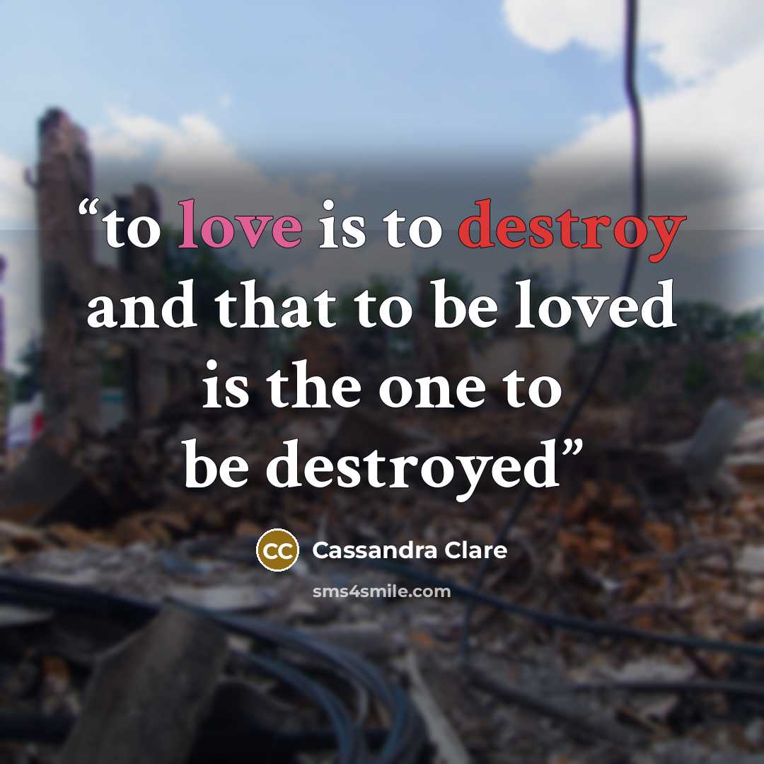 “to love is to destroy and that to be loved is the one to be destroyed” quote by Cassandra Clare