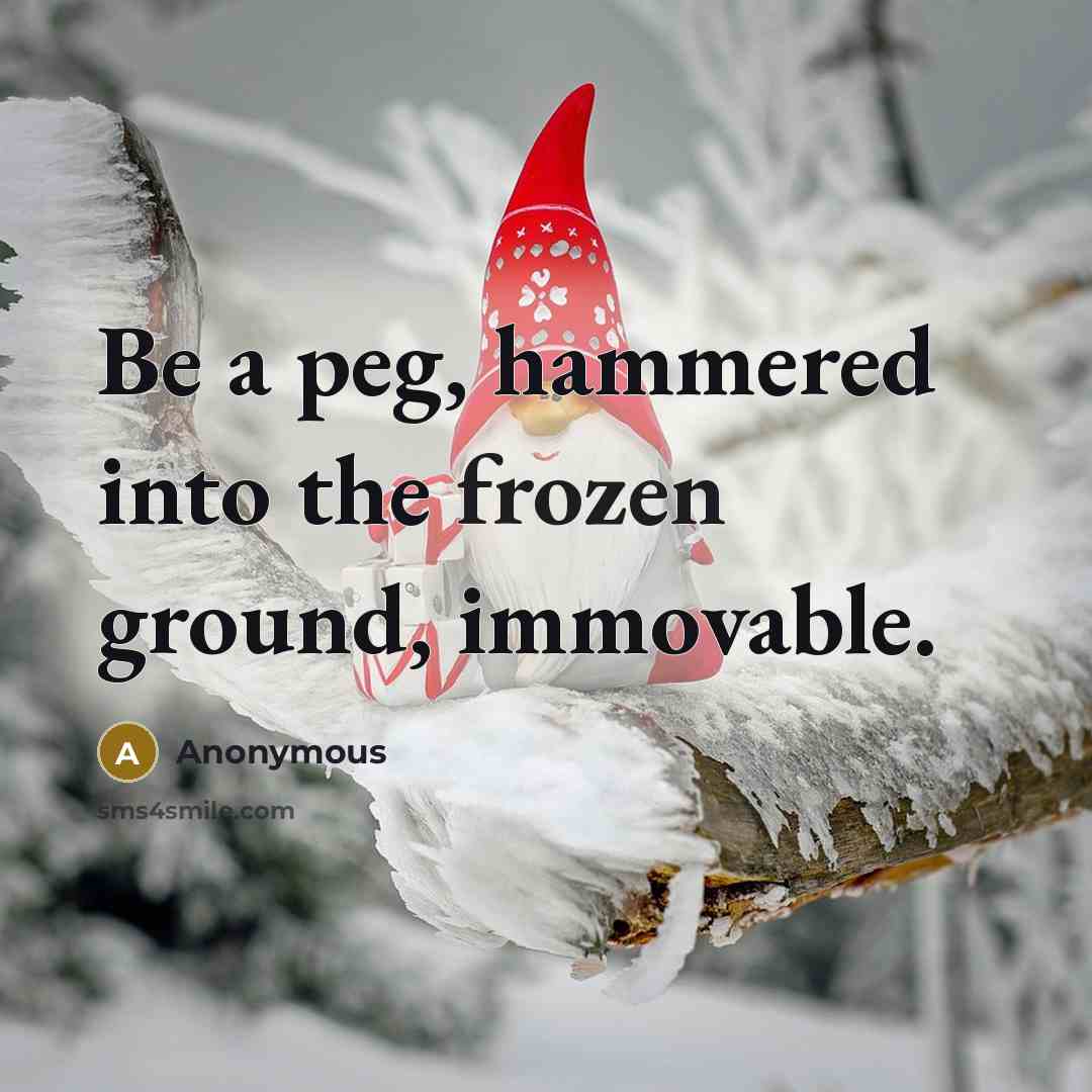 “Be a peg, hammered into the frozen ground, immovable.” quote by Anonymous