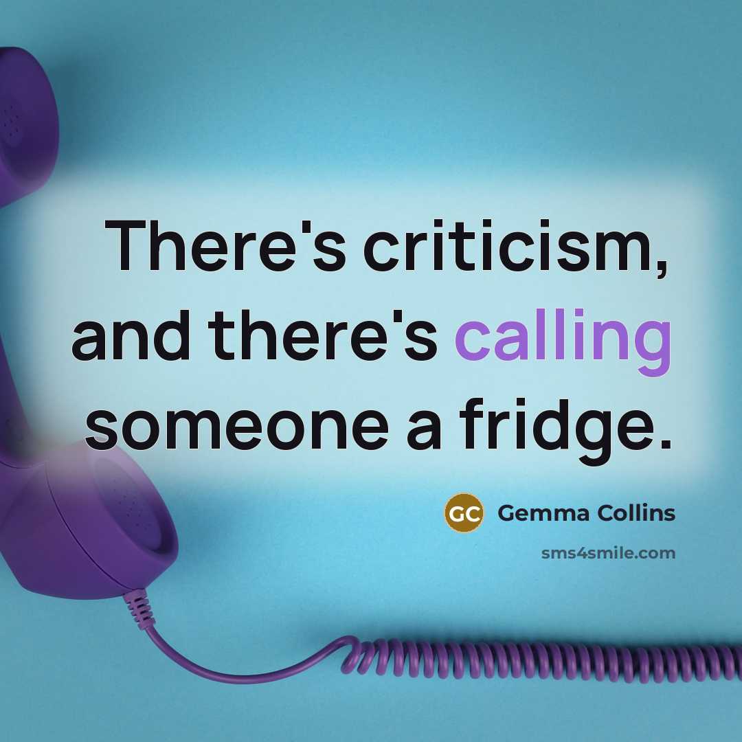 “There's criticism, and there's calling someone a fridge.” quote by Gemma Collins