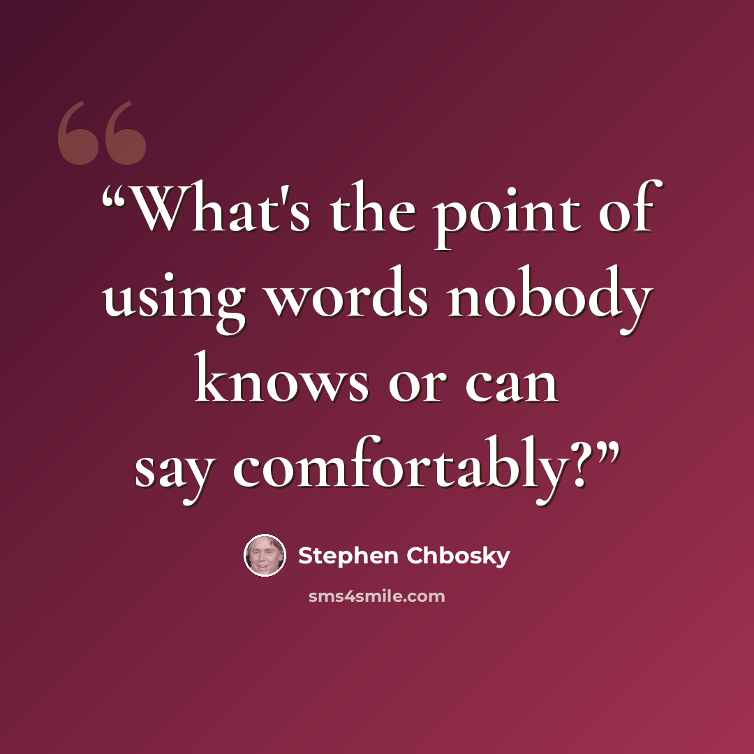 “What's the point of using words nobody knows or can say comfortably?” quote by Stephen Chbosky
