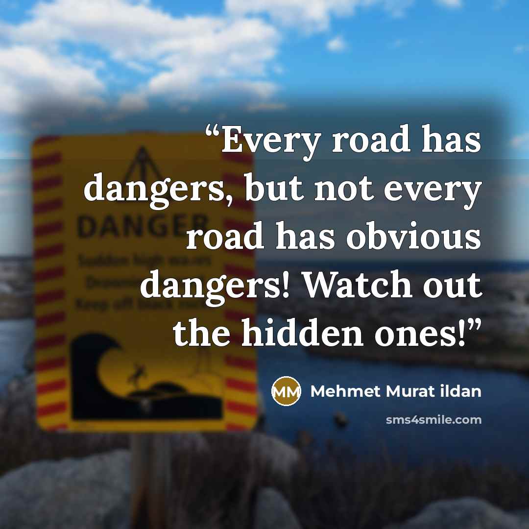 “Every road has dangers, but not every road has obvious dangers! Watch out the hidden ones!” quote by Mehmet Murat ildan