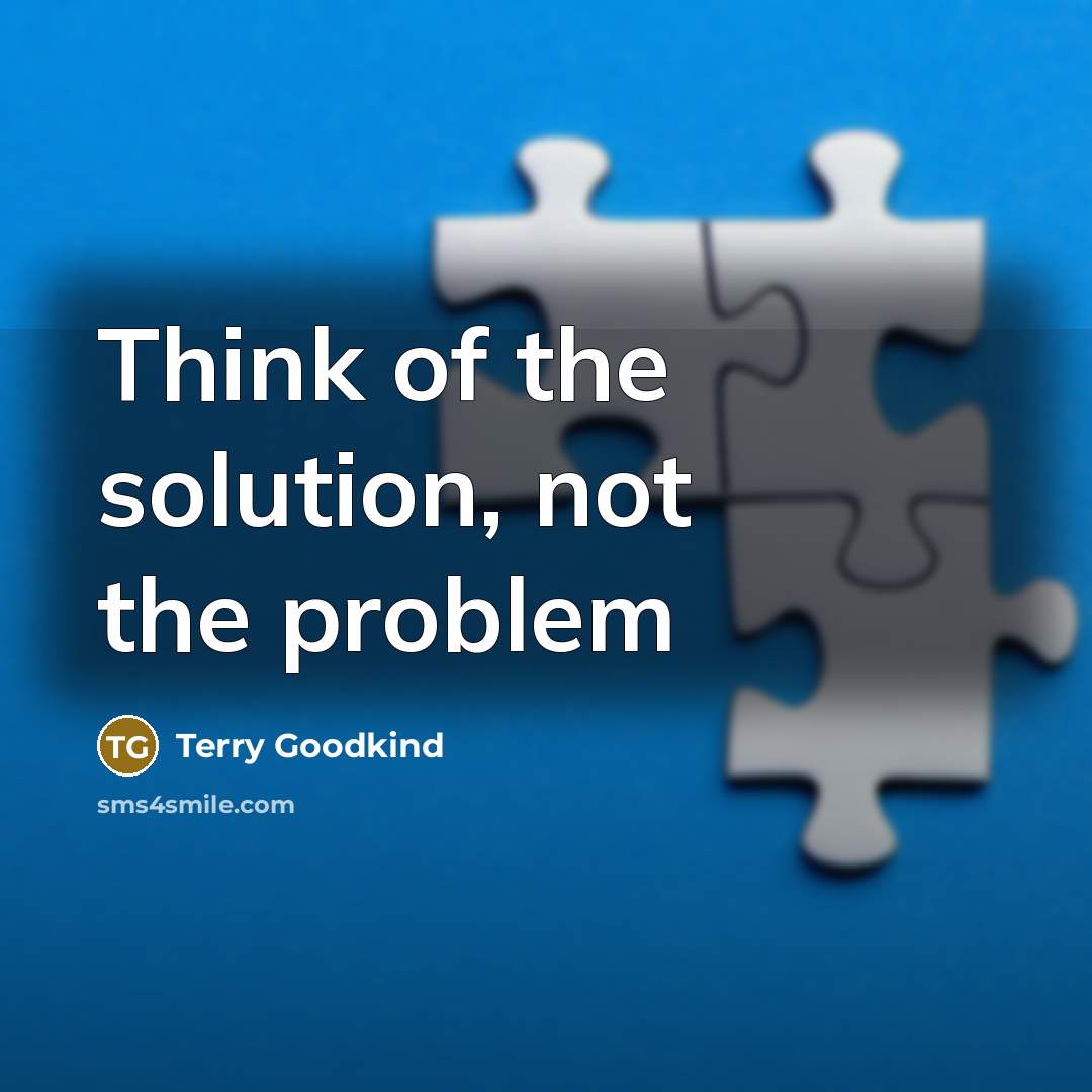 “Think of the solution, not the problem” quote by Terry Goodkind