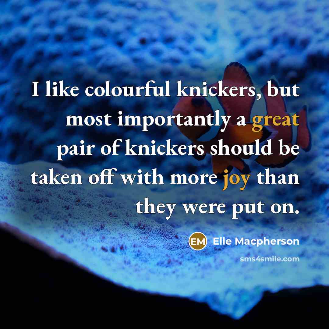 “I like colourful knickers, but most importantly a great pair of knickers should be taken off with more joy than they were put on.” quote by Elle Macpherson