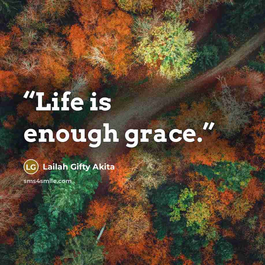 “Life is enough grace.” quote by Lailah Gifty Akita