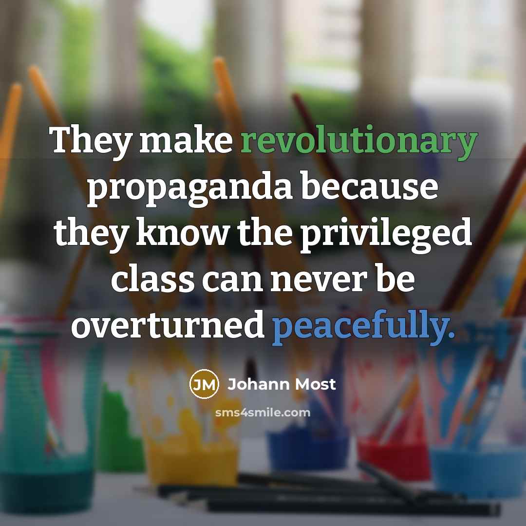 “They make revolutionary propaganda because they know the privileged class can never be overturned peacefully.” quote by Johann Most