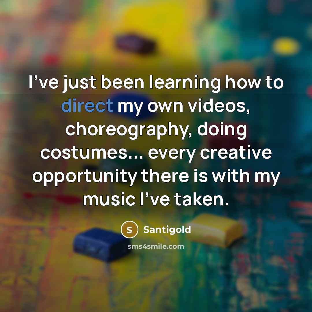“I've just been learning how to direct my own videos, choreography, doing costumes... every creative opportunity there is with my music I've taken.” quote by Santigold
