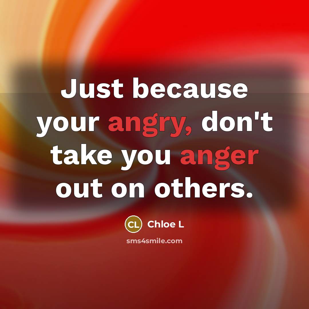 “Just because your angry, don't take you anger out on others.” quote by Chloe L