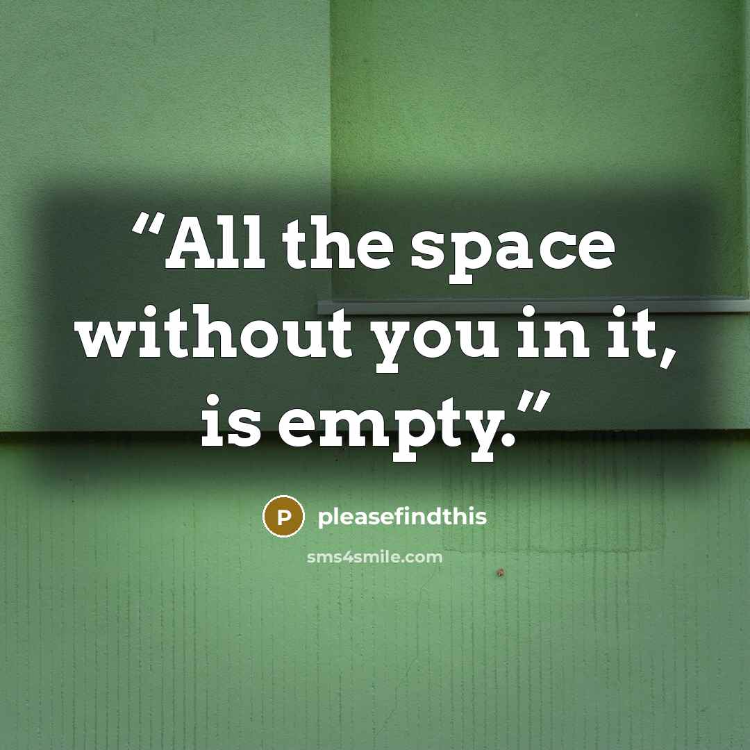 “All the space without you in it, is empty.” quote by pleasefindthis