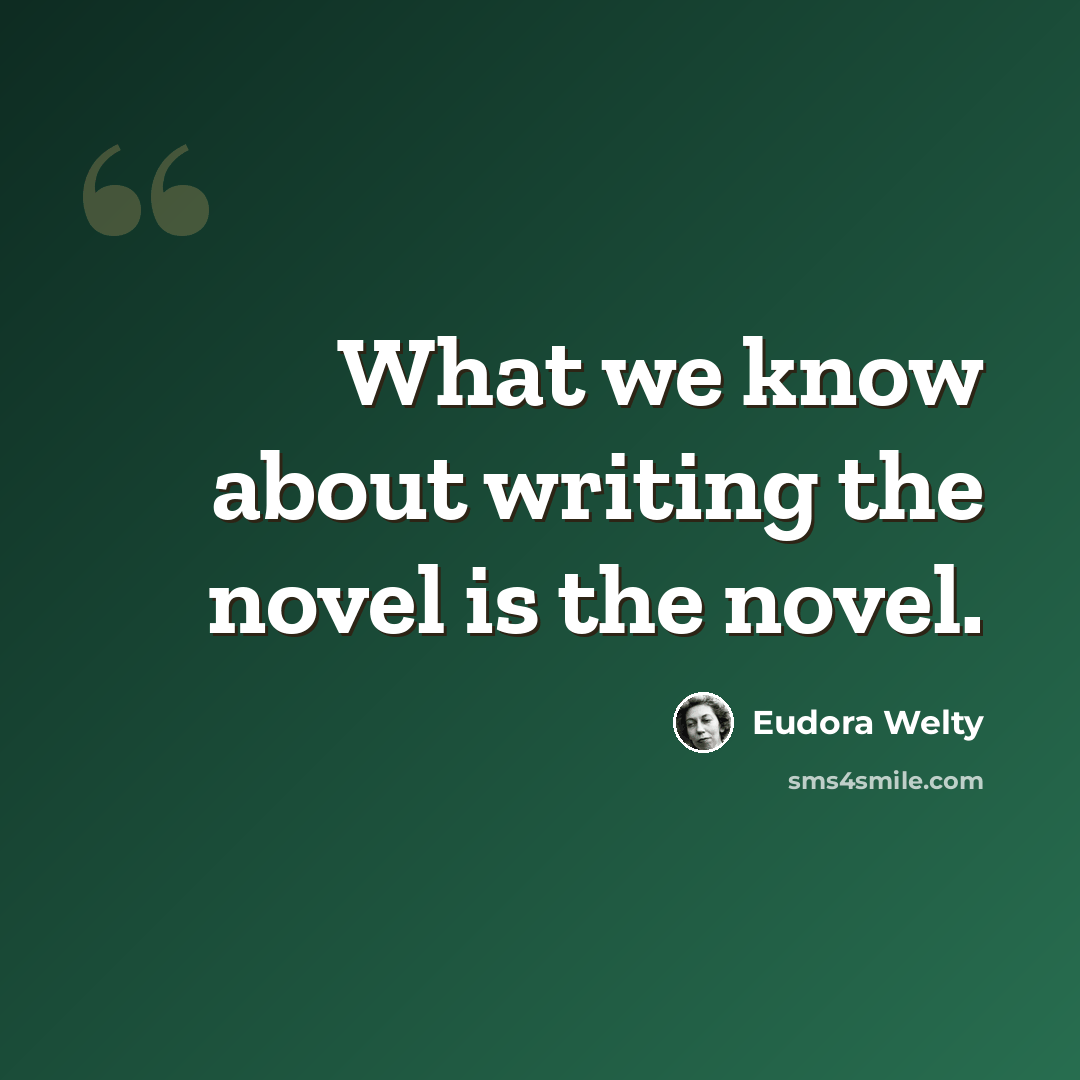 “What we know about writing the novel is the novel.” quote by Eudora Welty