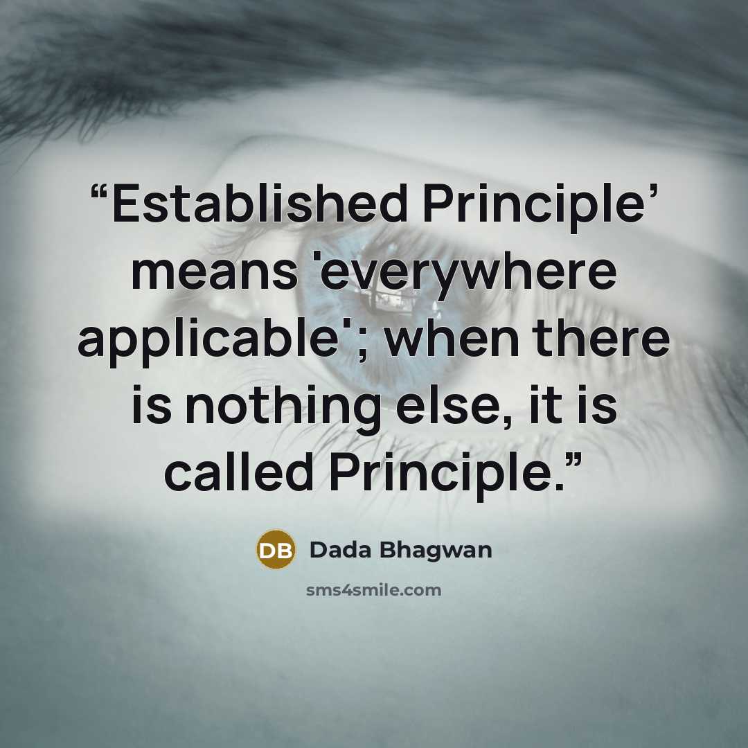 “Established Principle’ means 'everywhere applicable'; when there is nothing else, it is called Principle.” quote by Dada Bhagwan