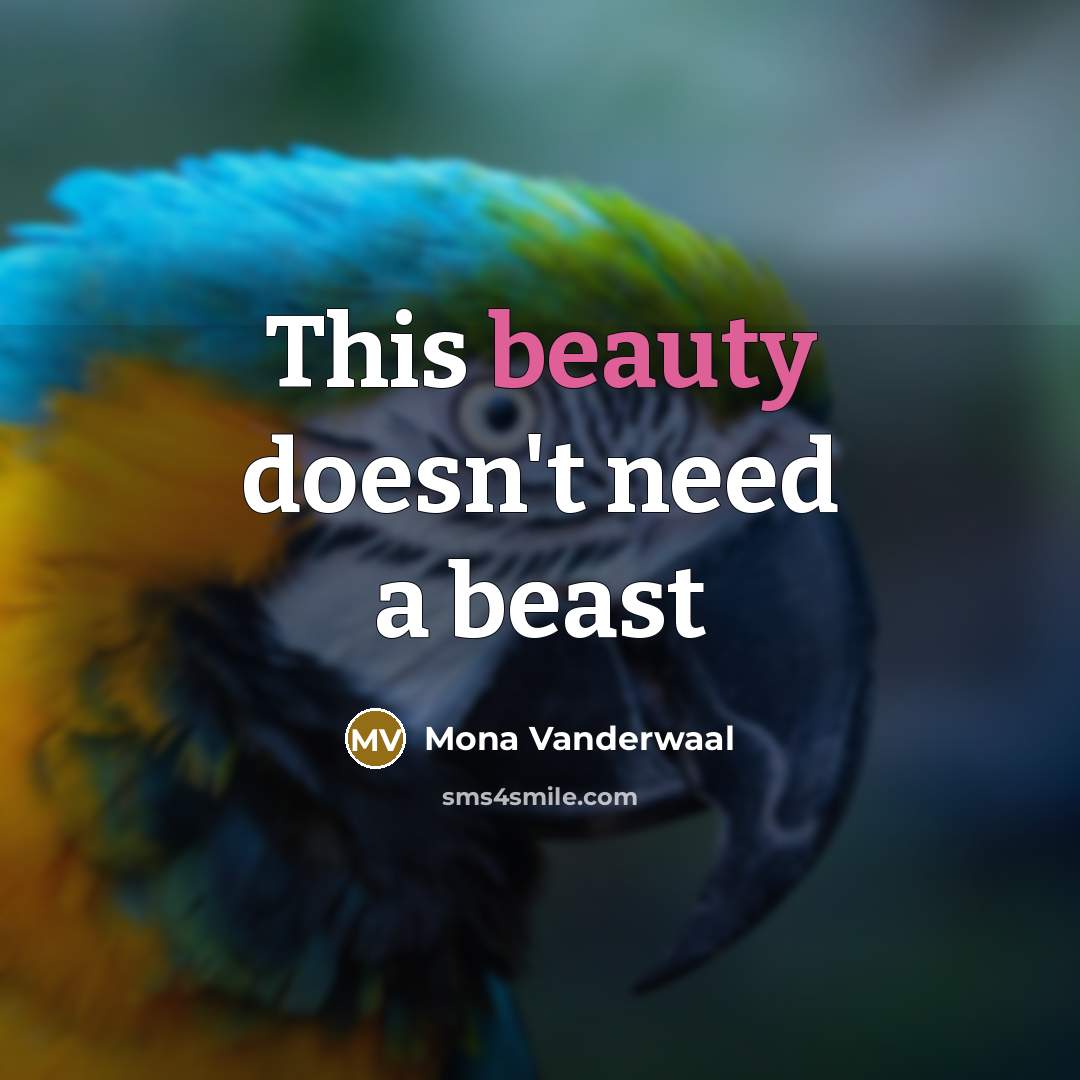 “This beauty doesn't need a beast” quote by Mona Vanderwaal