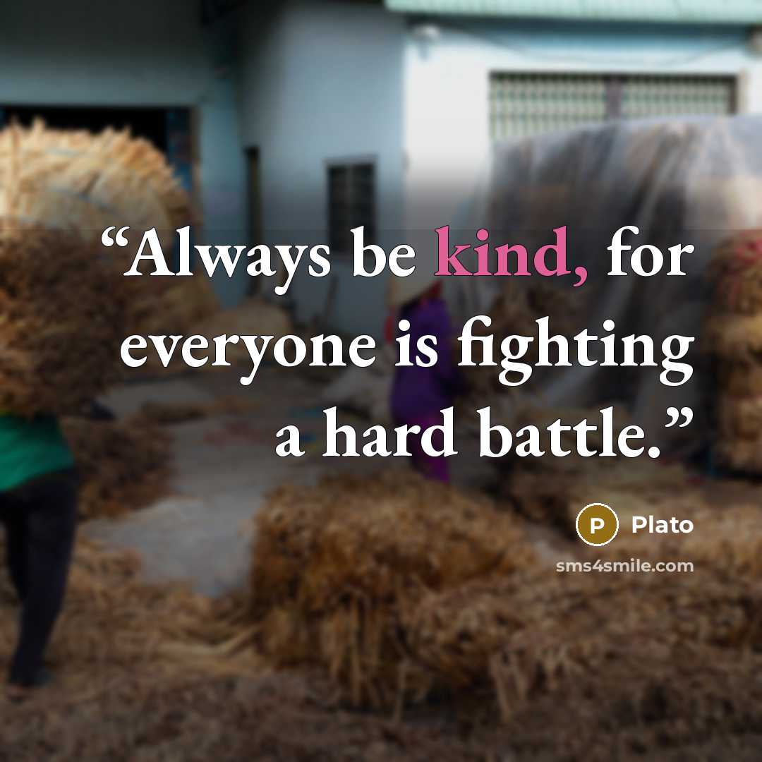 “Always be kind, for everyone is fighting a hard battle.” quote by Plato