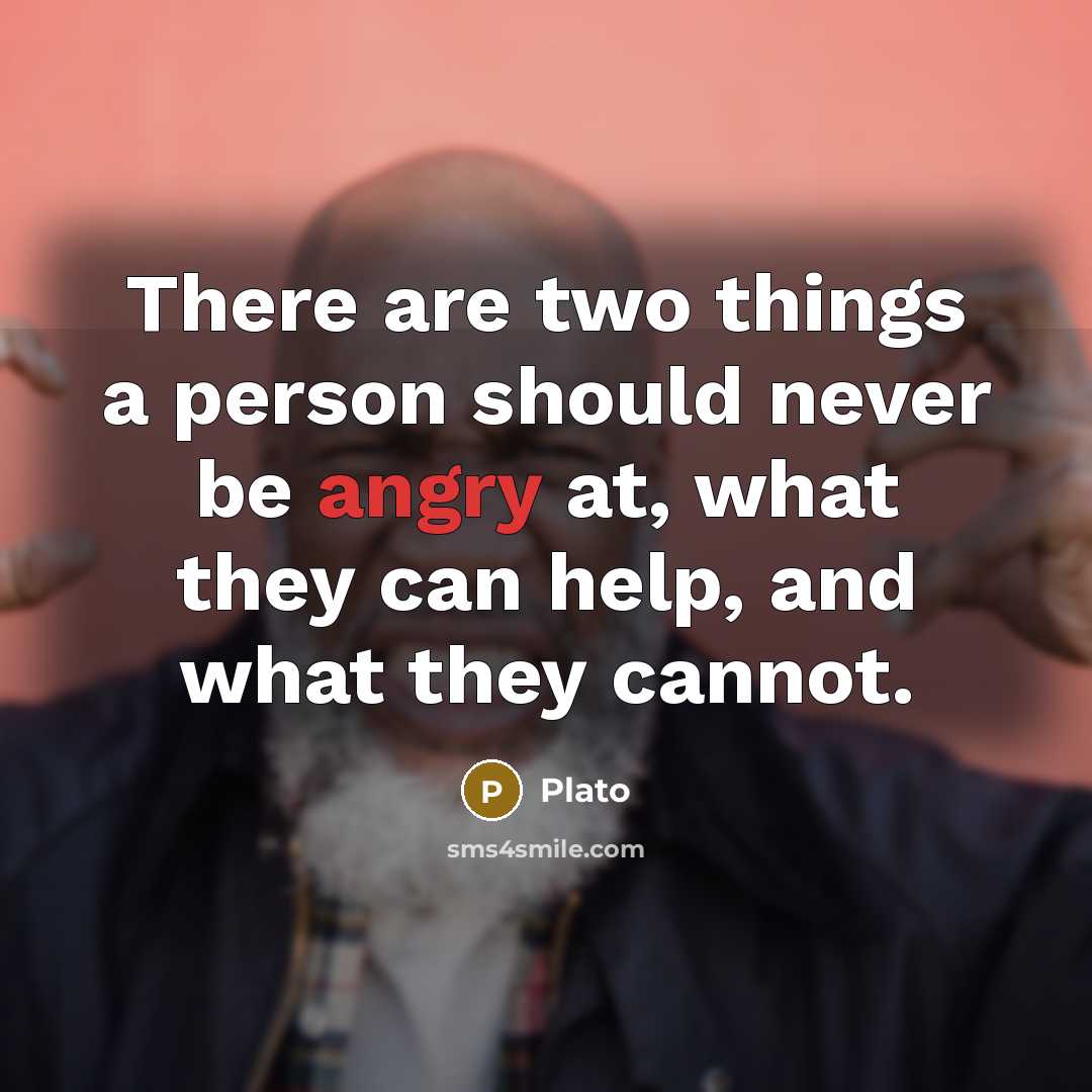 “There are two things a person should never be angry at, what they can help, and what they cannot.” quote by Plato