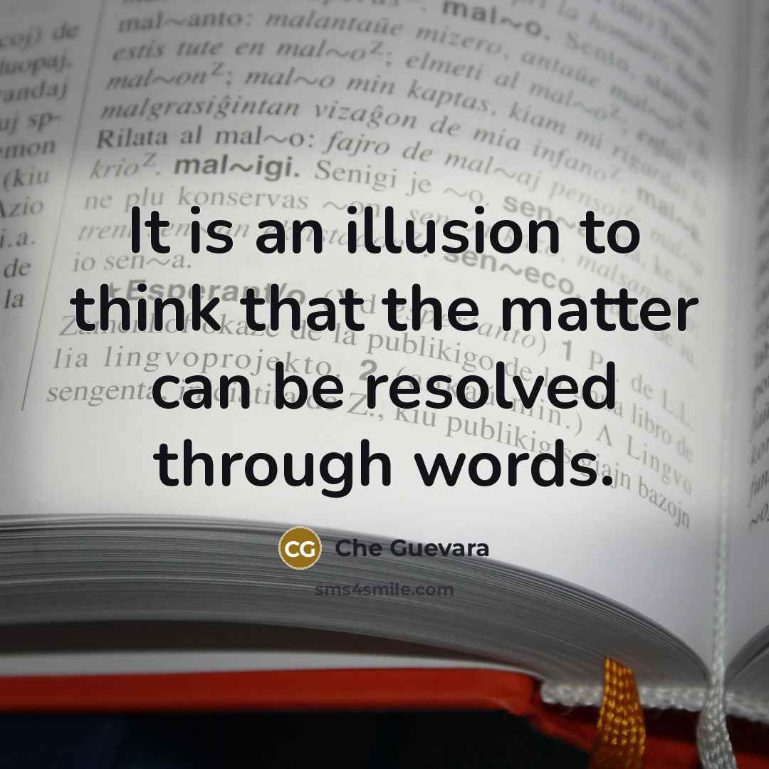“It is an illusion to think that the matter can be resolved through words.” quote by Che Guevara