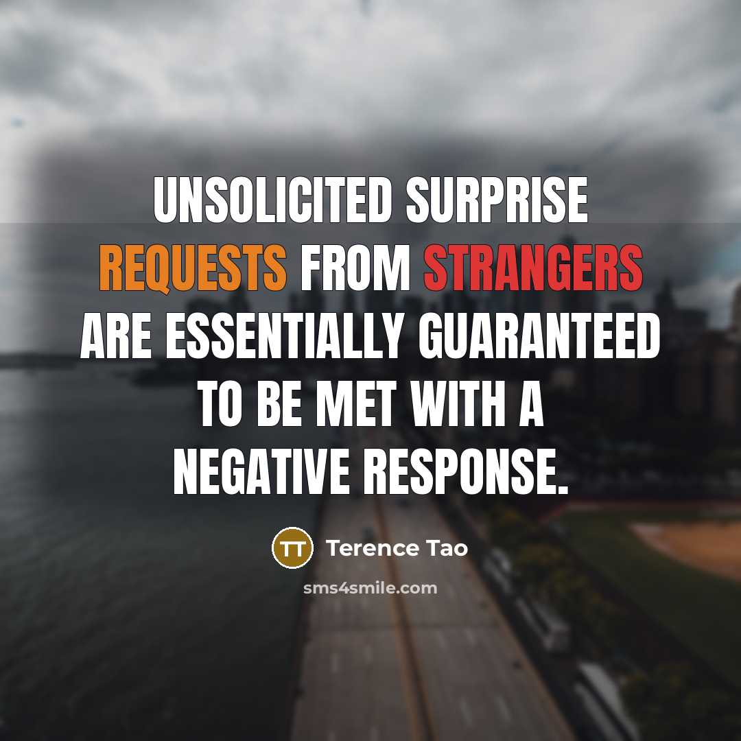 “Unsolicited surprise requests from strangers are essentially guaranteed to be met with a negative response.” quote by Terence Tao