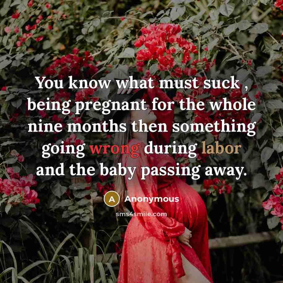 “You know what must suck , being pregnant for the whole nine months then something going wrong during labor and the baby passing away.” quote by Anonymous