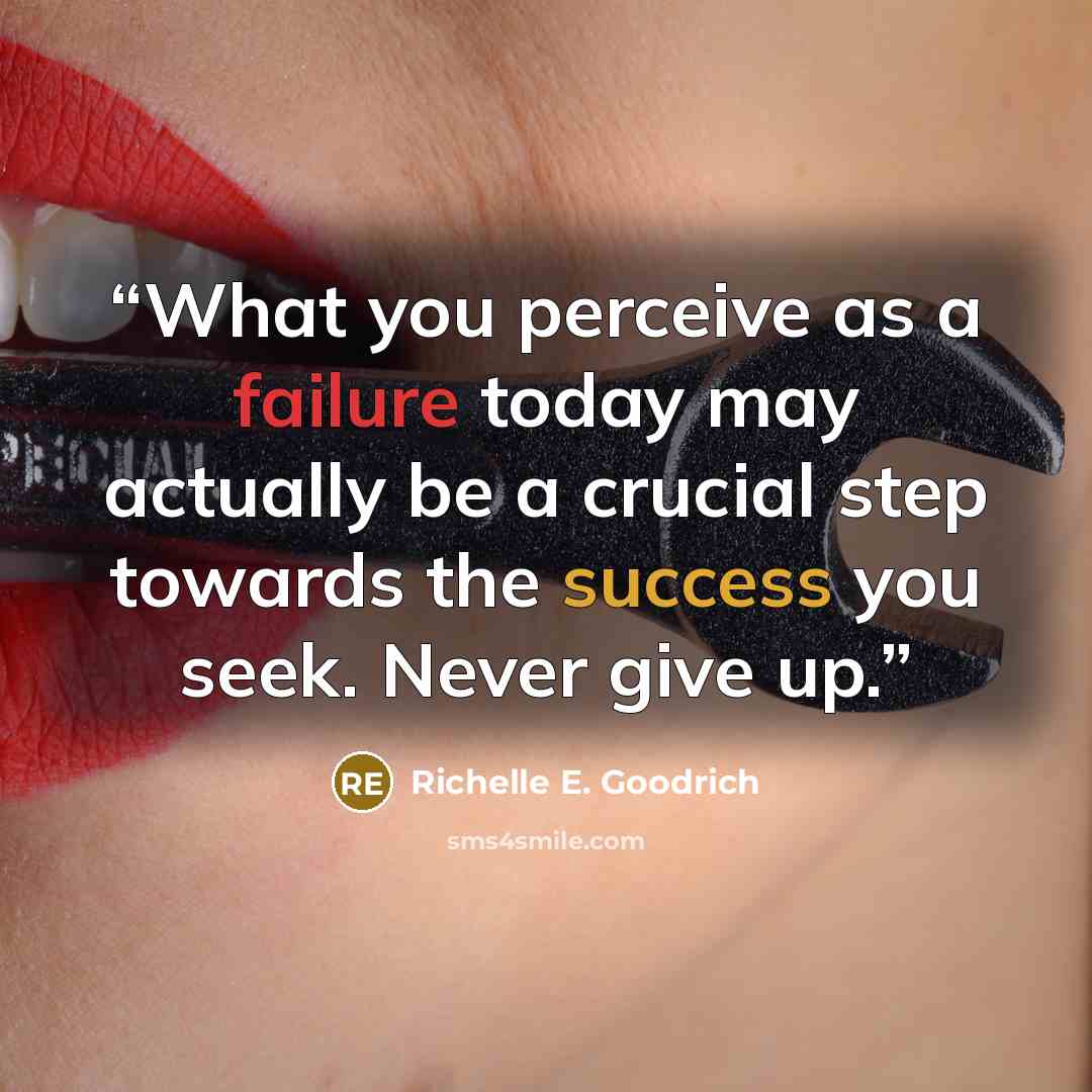 “What you perceive as a failure today may actually be a crucial step towards the success you seek. Never give up.” quote by Richelle E. Goodrich
