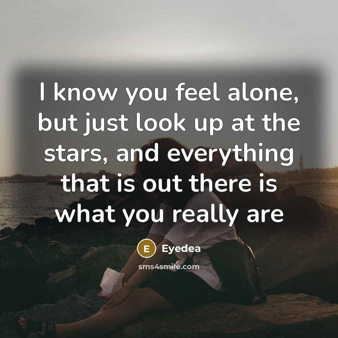 “I know you feel alone, but just look up at the stars, and everything that is out there is what you really are” quote by Eyedea