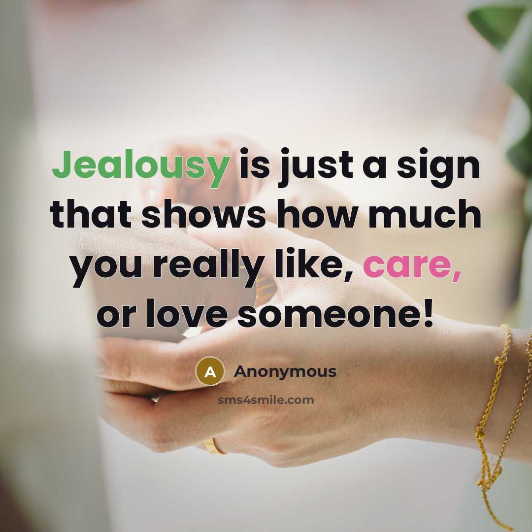 “Jealousy is just a sign that shows how much you really like, care, or love someone!” quote by Anonymous