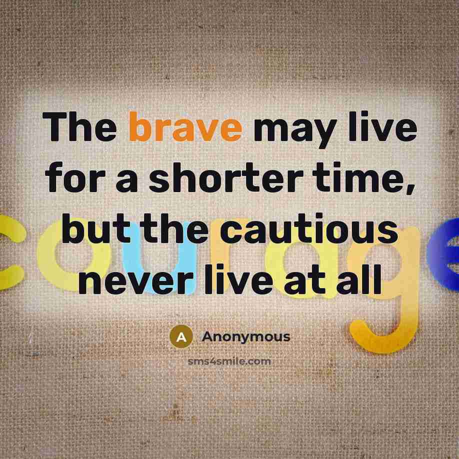 “The brave may live for a shorter time, but the cautious never live at all” quote by Anonymous