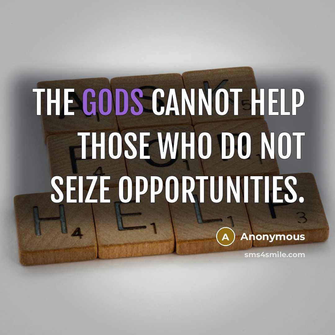“The Gods cannot help those who do not seize opportunities.” quote by Anonymous