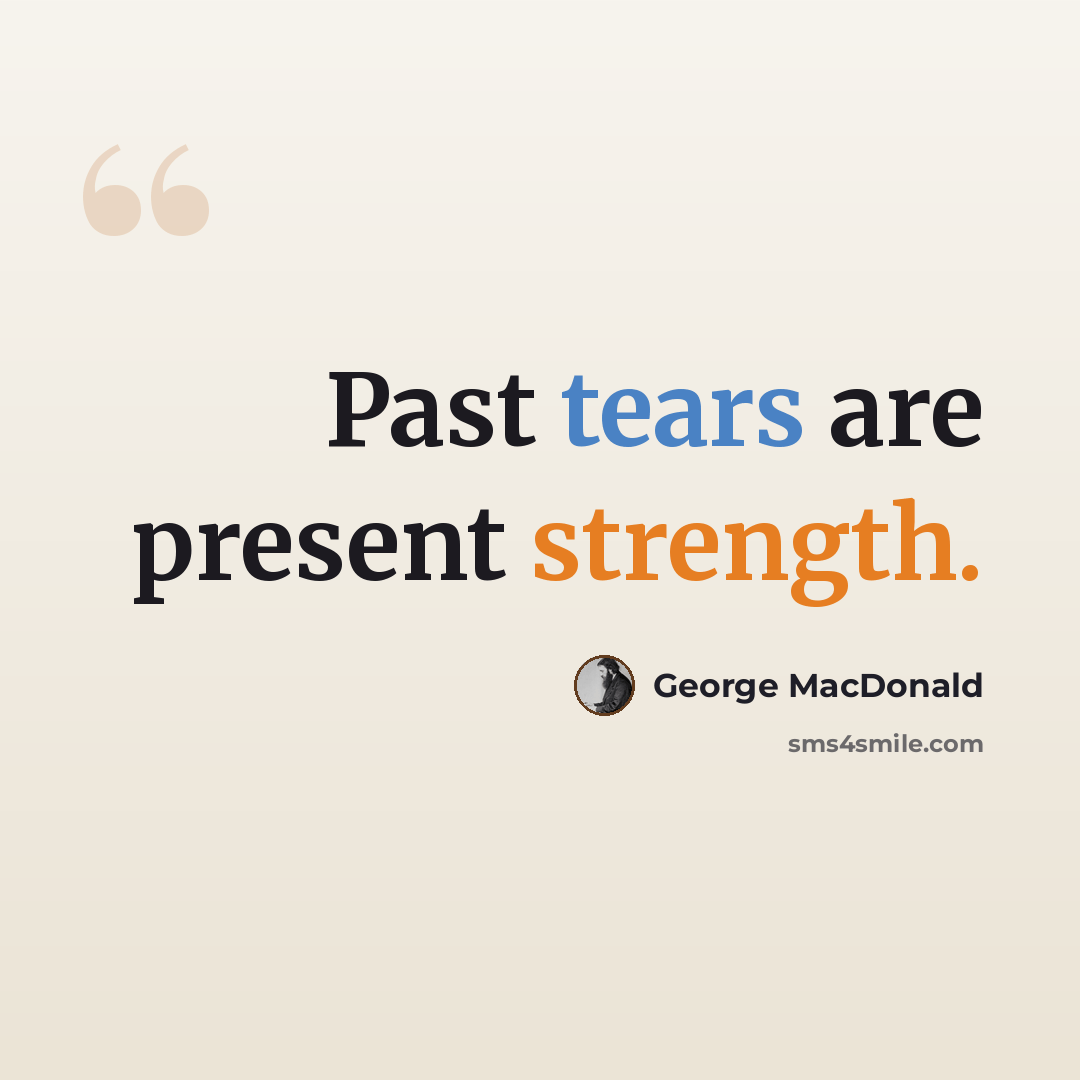 “Past tears are present strength.” quote by George MacDonald