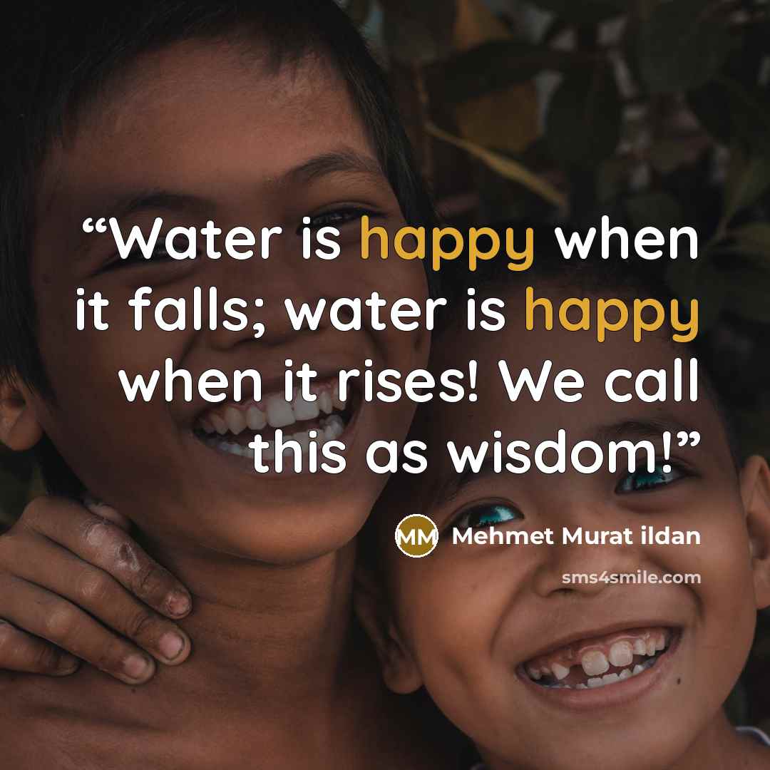 “Water is happy when it falls; water is happy when it rises! We call this as wisdom!” quote by Mehmet Murat ildan