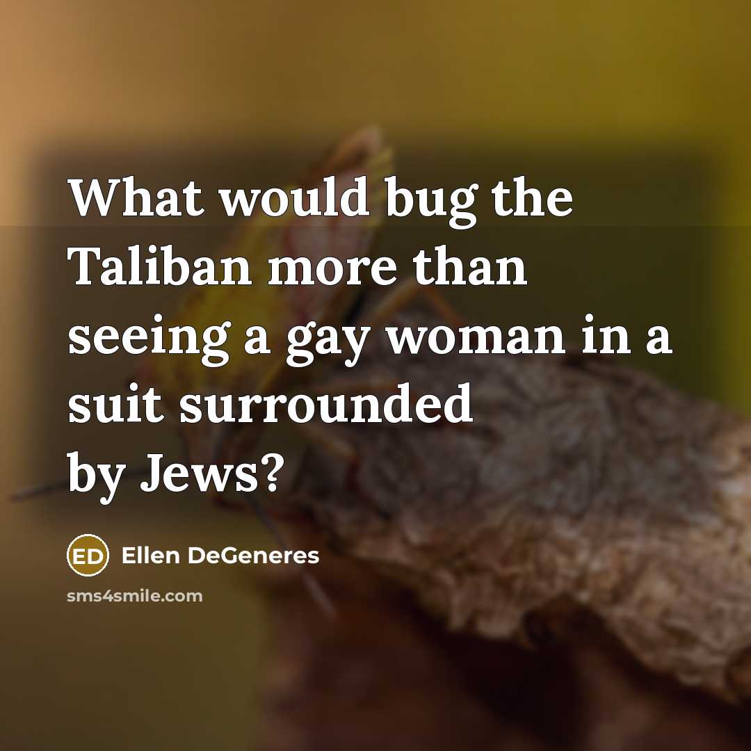 “What would bug the Taliban more than seeing a gay woman in a suit surrounded by Jews?” quote by Ellen DeGeneres