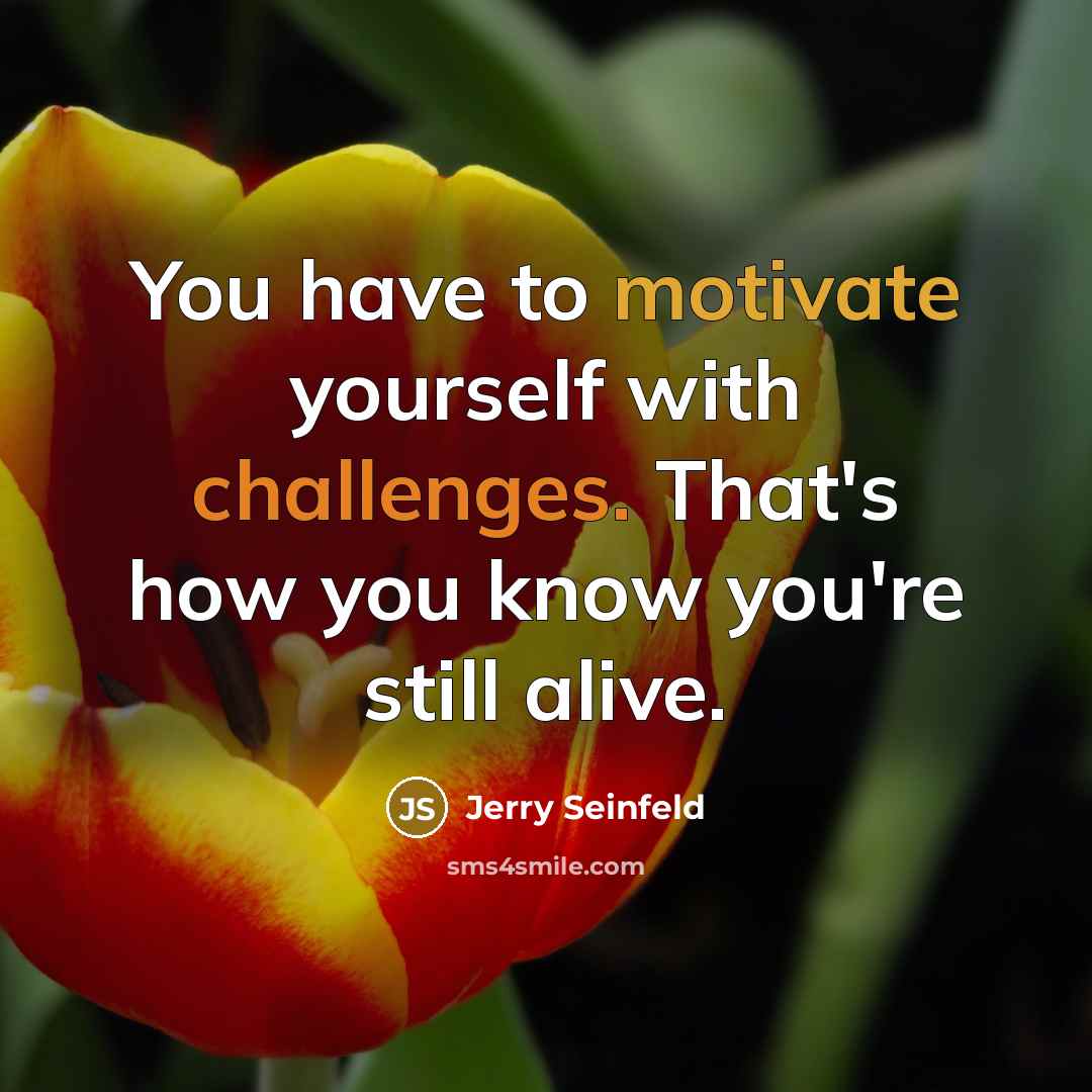 “You have to motivate yourself with challenges. That's how you know you're still alive.” quote by Jerry Seinfeld