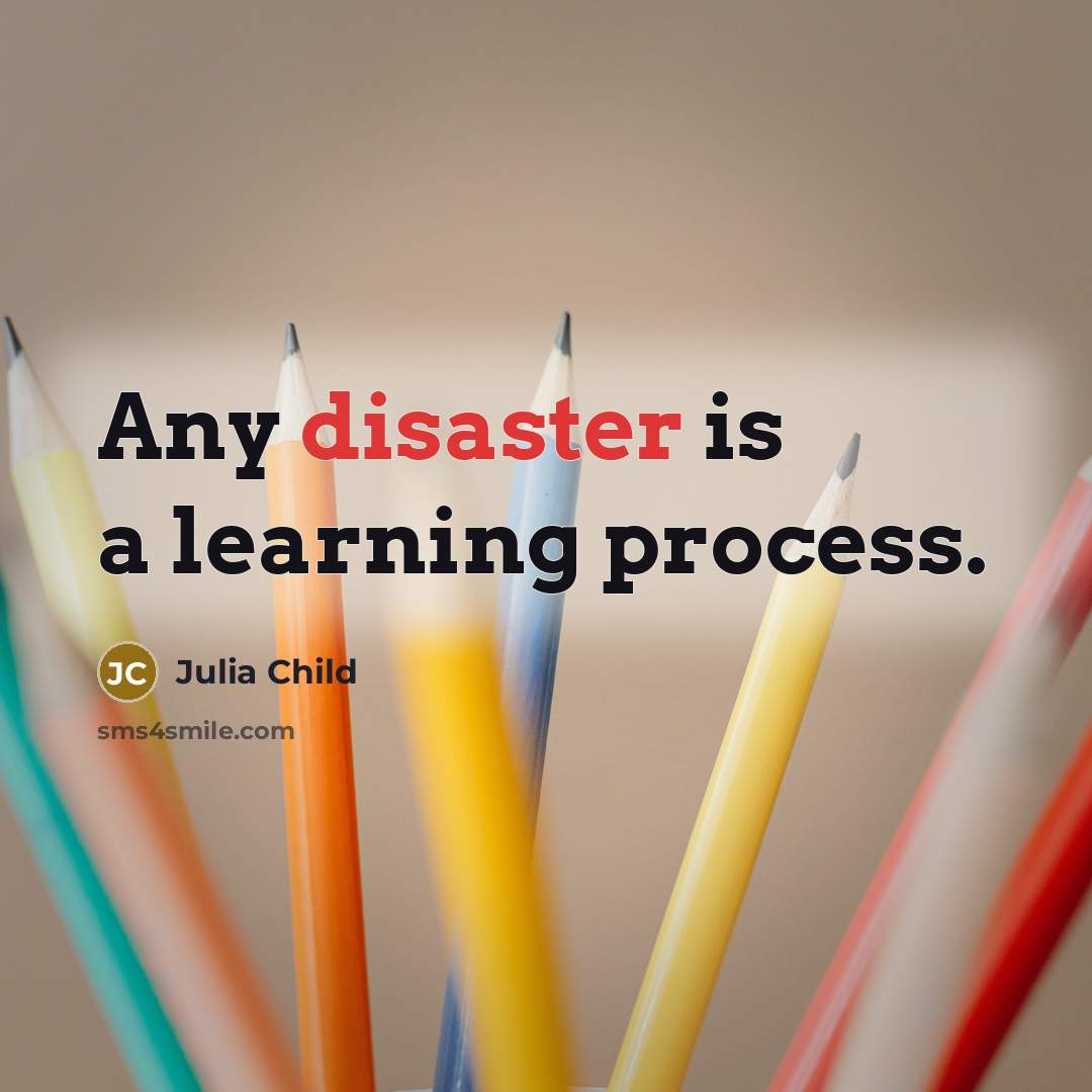 “Any disaster is a learning process.” quote by Julia Child