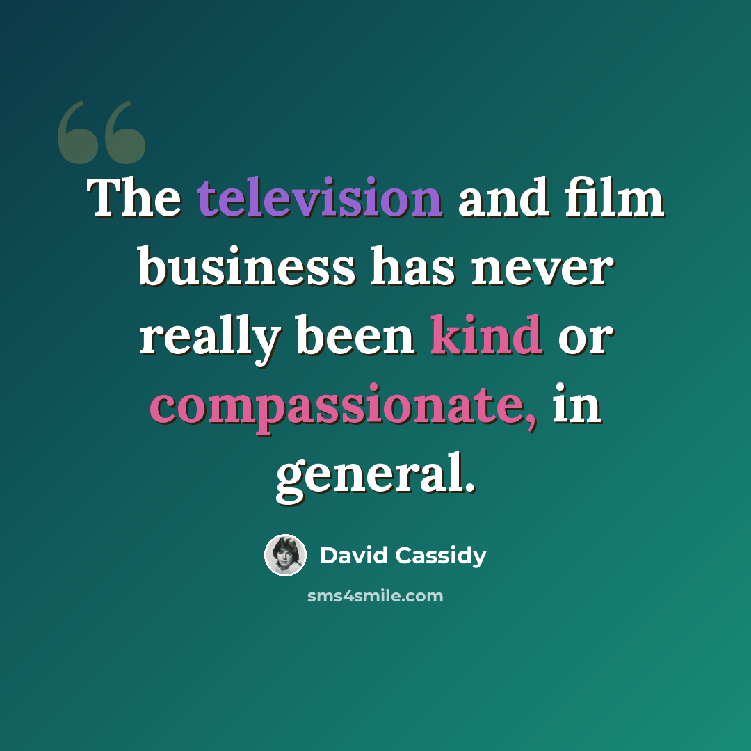 “The television and film business has never really been kind or compassionate, in general.” quote by David Cassidy