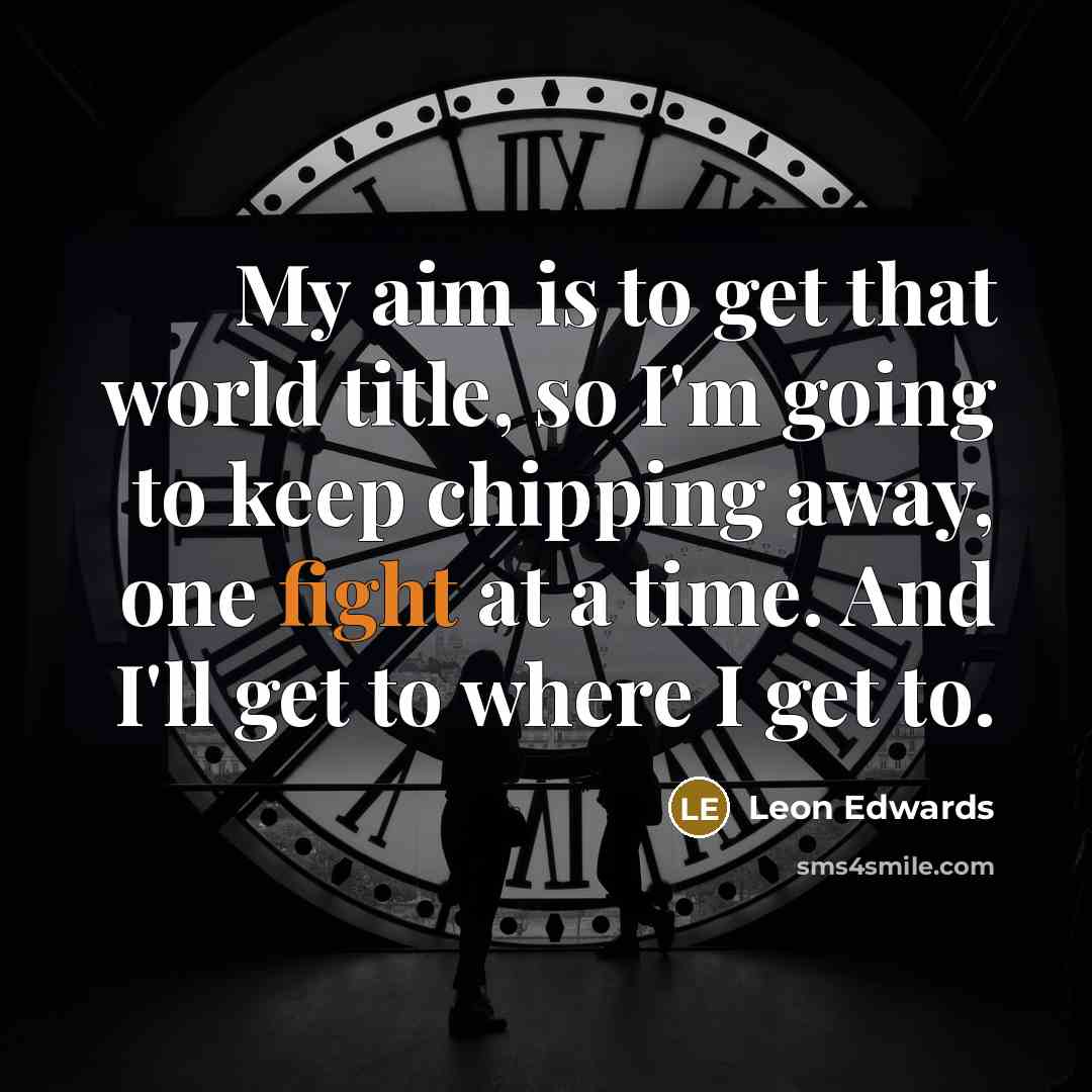 “My aim is to get that world title, so I'm going to keep chipping away, one fight at a time. And I'll get to where I get to.” quote by Leon Edwards