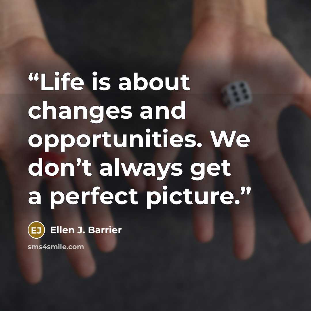“Life is about changes and opportunities. We don’t always get a perfect picture.” quote by Ellen J. Barrier