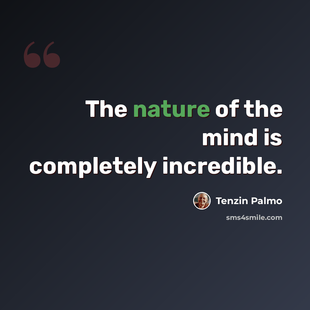“The nature of the mind is completely incredible.” quote by Tenzin Palmo
