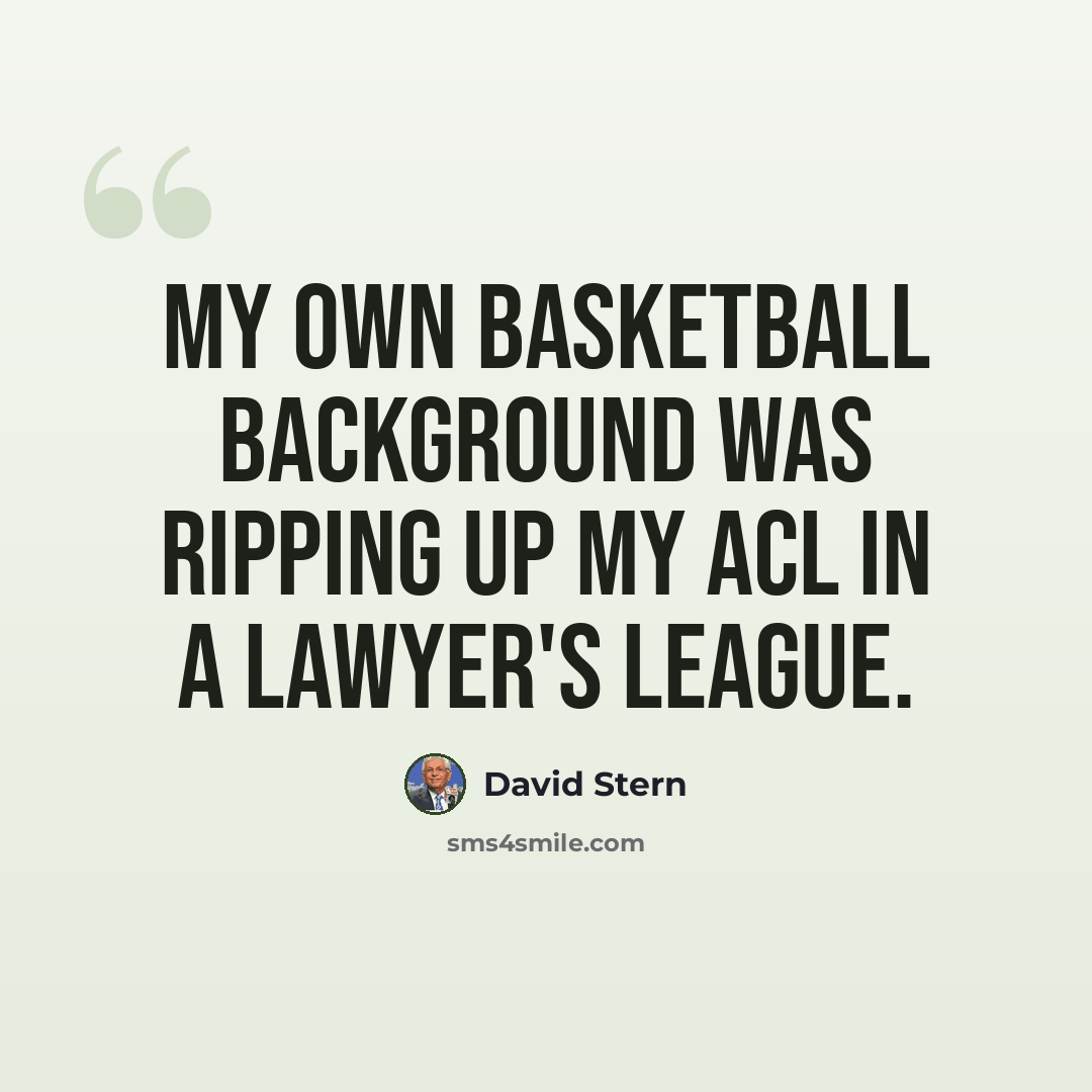 “My own basketball background was ripping up my ACL in a lawyer's league.” quote by David Stern